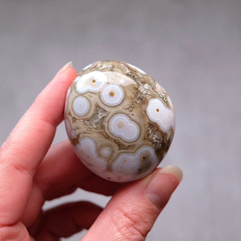 Old Stock Ocean Jasper Palm | Orbicular OJ Crystal Palmstone