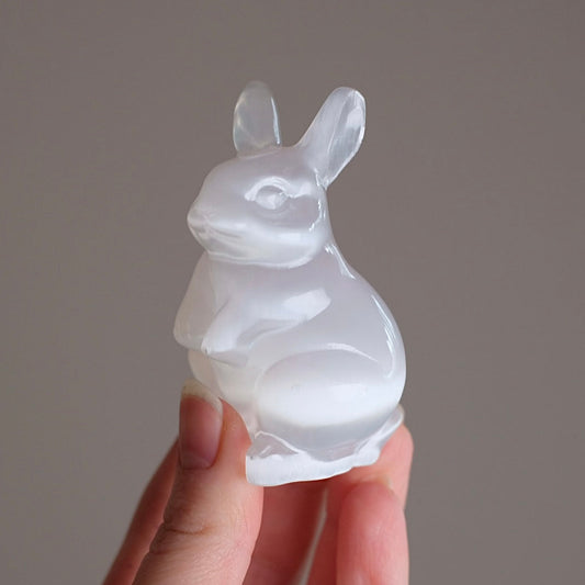 Flashy Selenite Crystal Rabbit | Bunny | Crystal Animal Figure