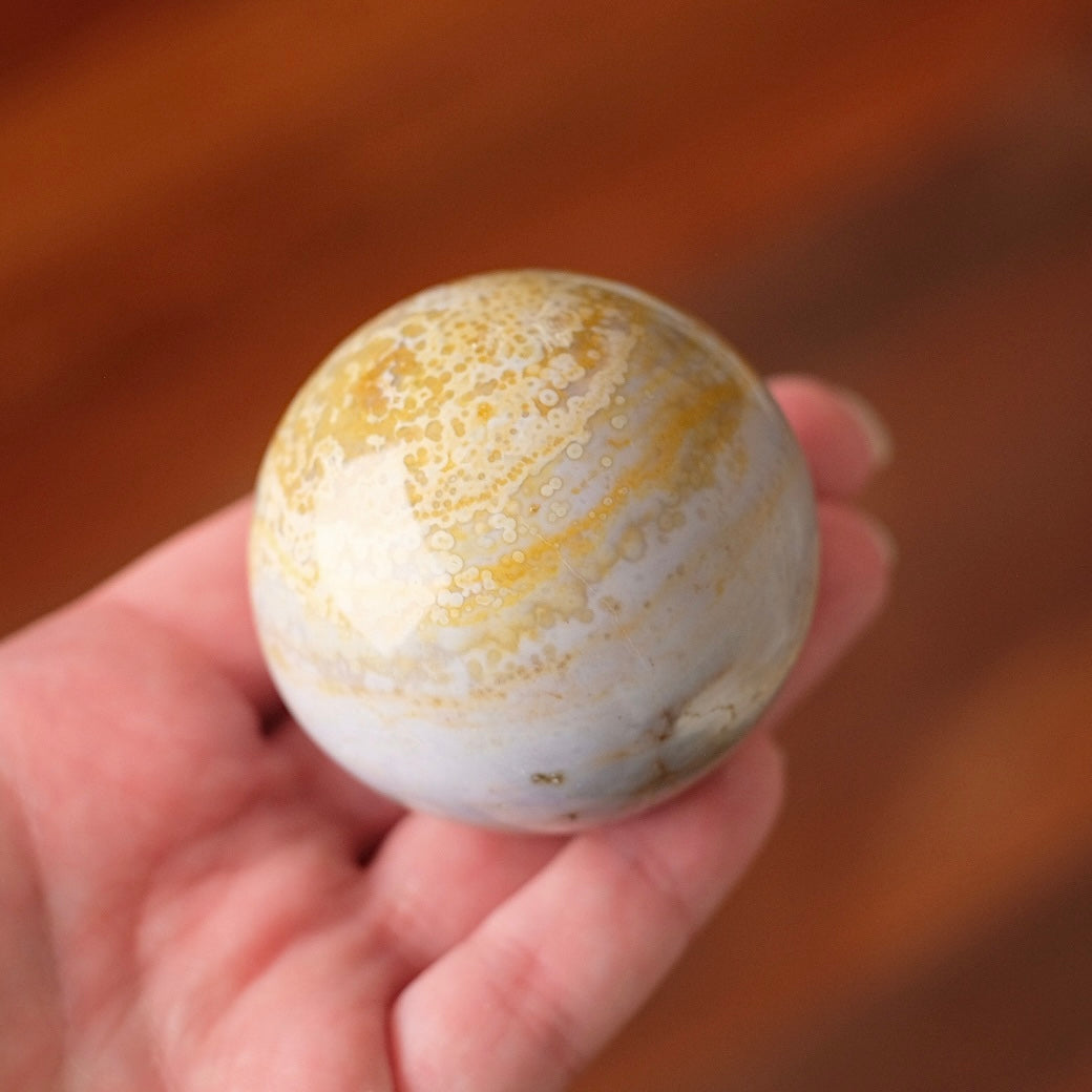 Ocean Jasper Sphere | Yellow Orbicular Jasper Crystal Sphere