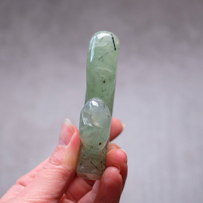 Prehnite Cactus Carving | Epidote in Prehnite Crystal Plant