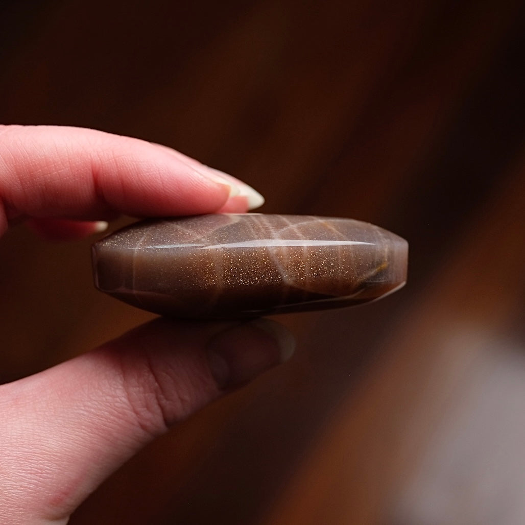 Chocolate Moonstone + Sunstone Palm | Moonstone Crystal Palmstone