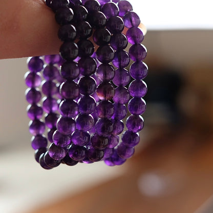Amethyst Bracelet | Deep Purple Amethyst Crystal Stretch Bracelet