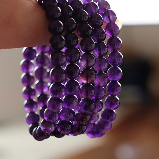 Amethyst Bracelet | Deep Purple Amethyst Crystal Stretch Bracelet