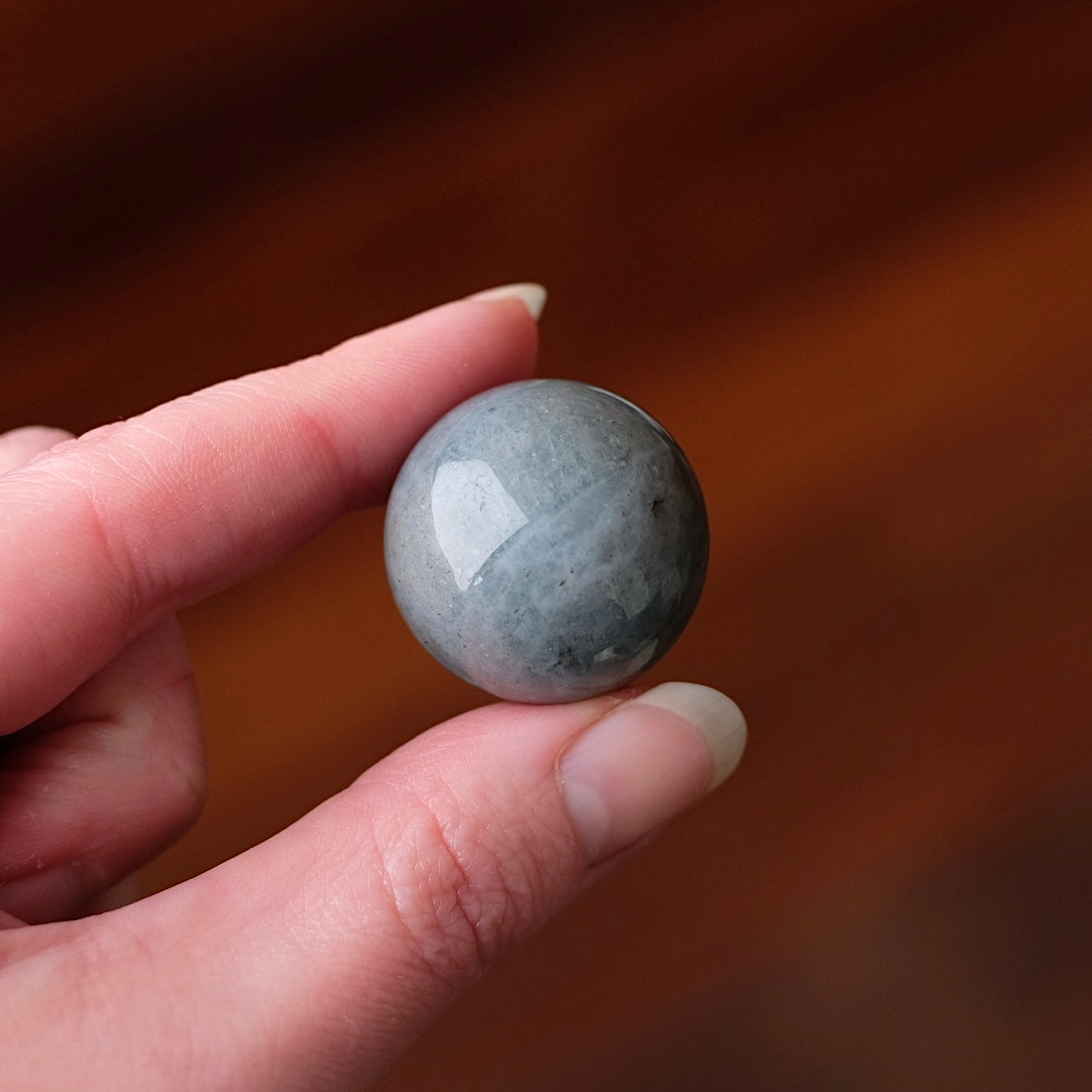 Stormy Aquamarine Sphere | Grey Beryl Crystal Sphere