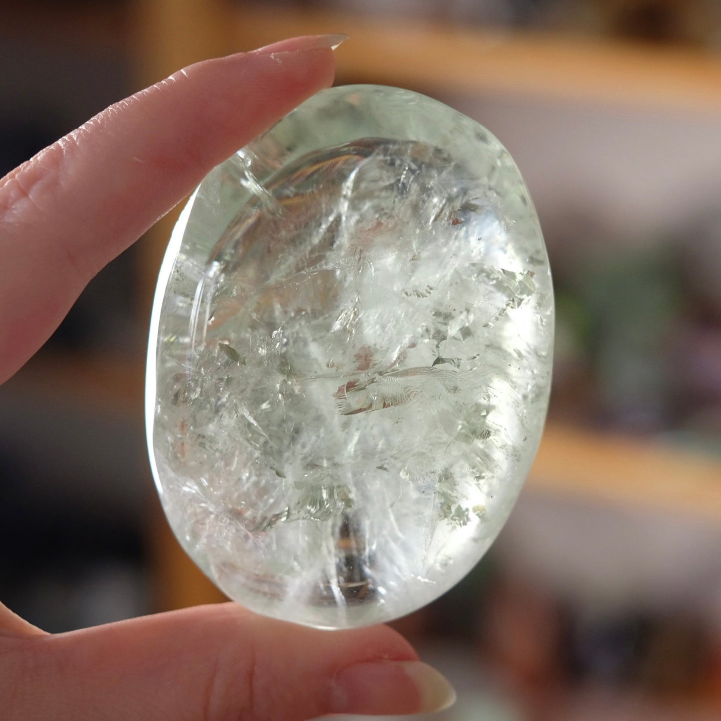 XL Prasiolite Palm | Green Amethyst Crystal Palmstone