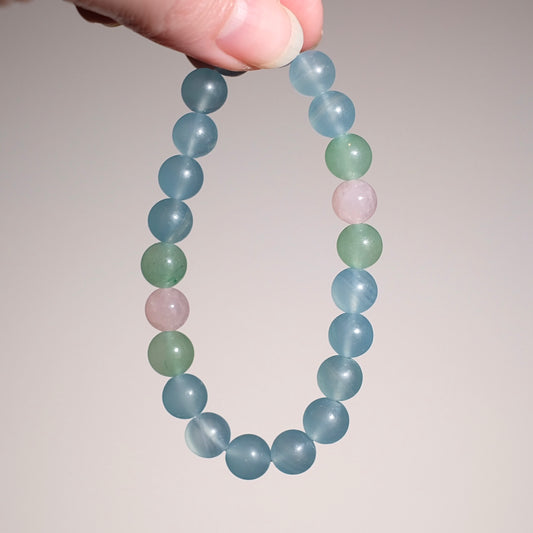 Lemurian Aquatine Calcite Crystal Bracelet | OOAK Crystal Bracelet