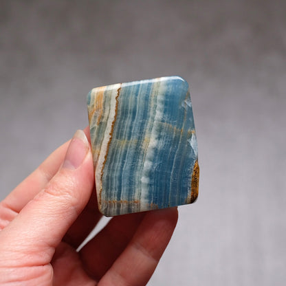 Lemurian Aquatine Calcite Slab | Polished Blue Onyx Slice