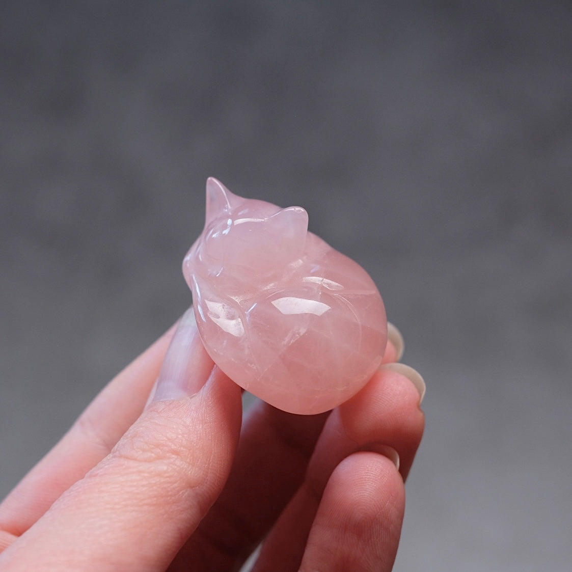 Rose Quartz Cat | Rose Quartz Crystal Cat Carving