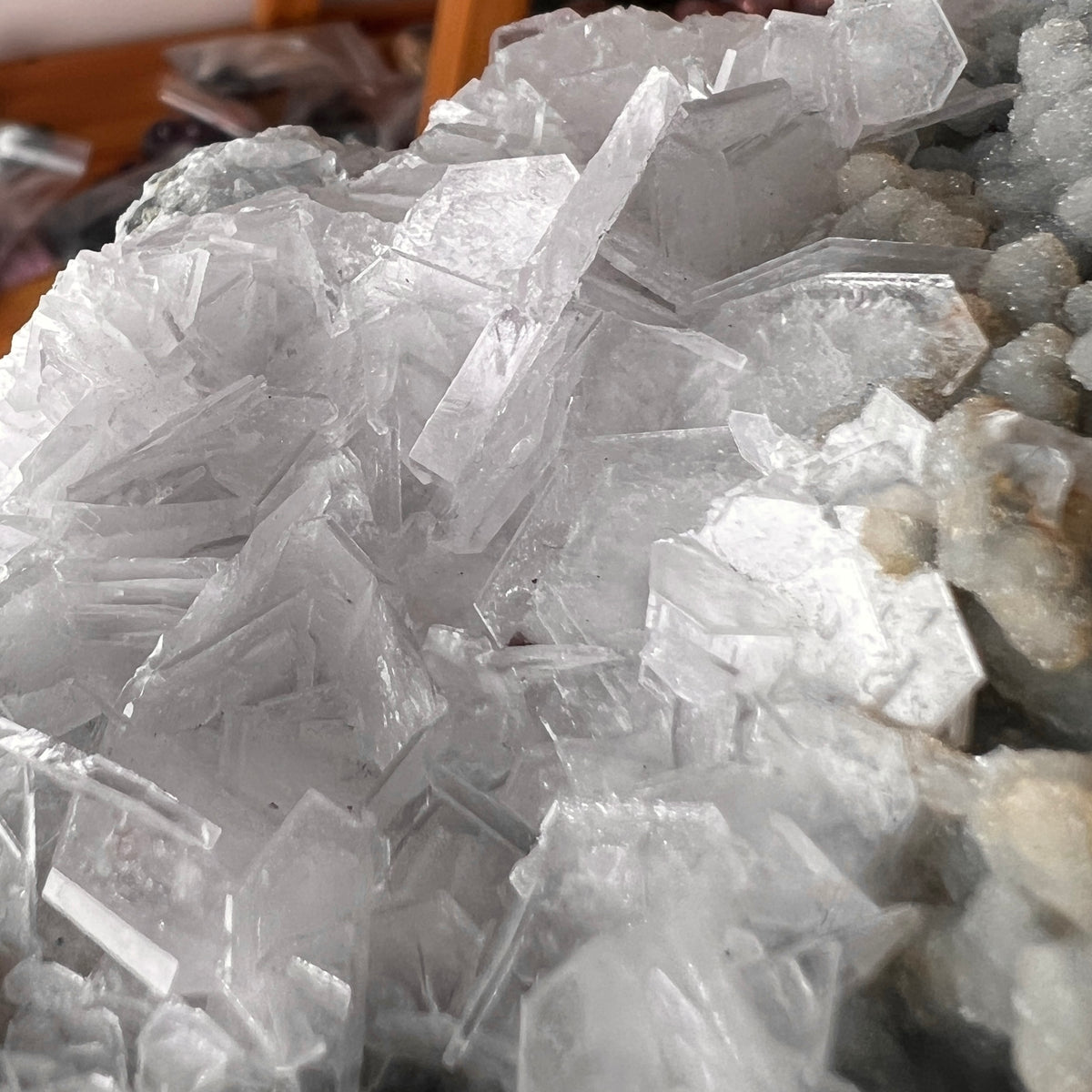Tabular Calcite & Druzy Chalcedony Cluster | Calcite Crystal Specimen