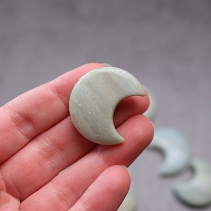 Azumar Moons | Mini Teal Quartz Crystal Moon Carvings