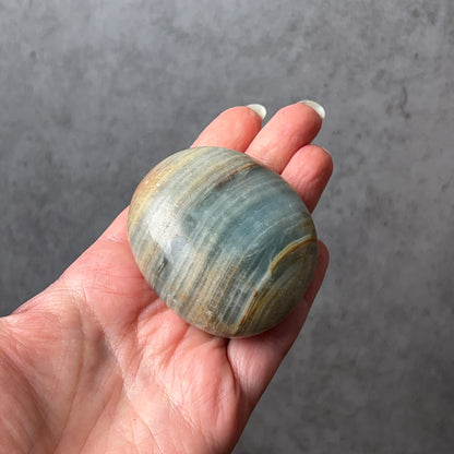 Lemurian Aquatine Calcite Palm | Argentinian Calcite | Blue Onyx