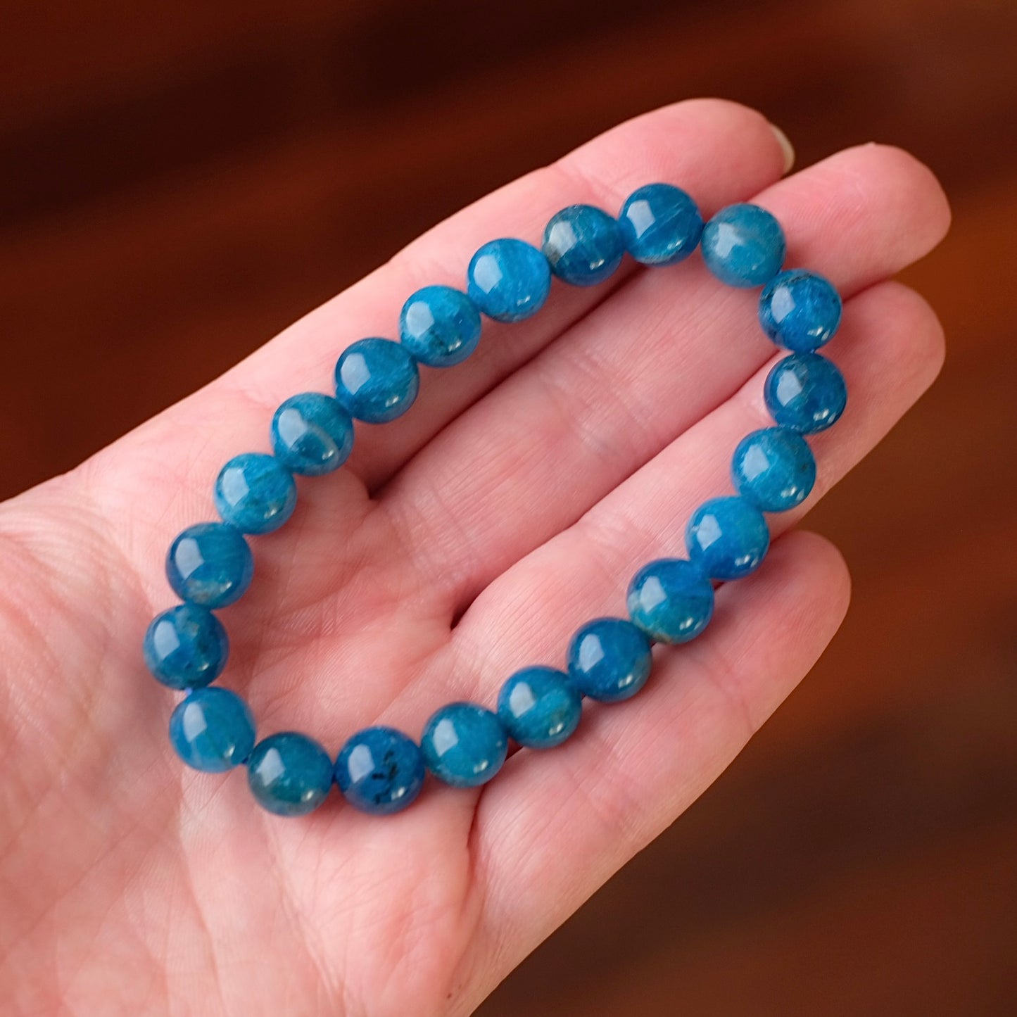Blue Apatite Bracelet | Apatite Crystal Stretch Bracelet
