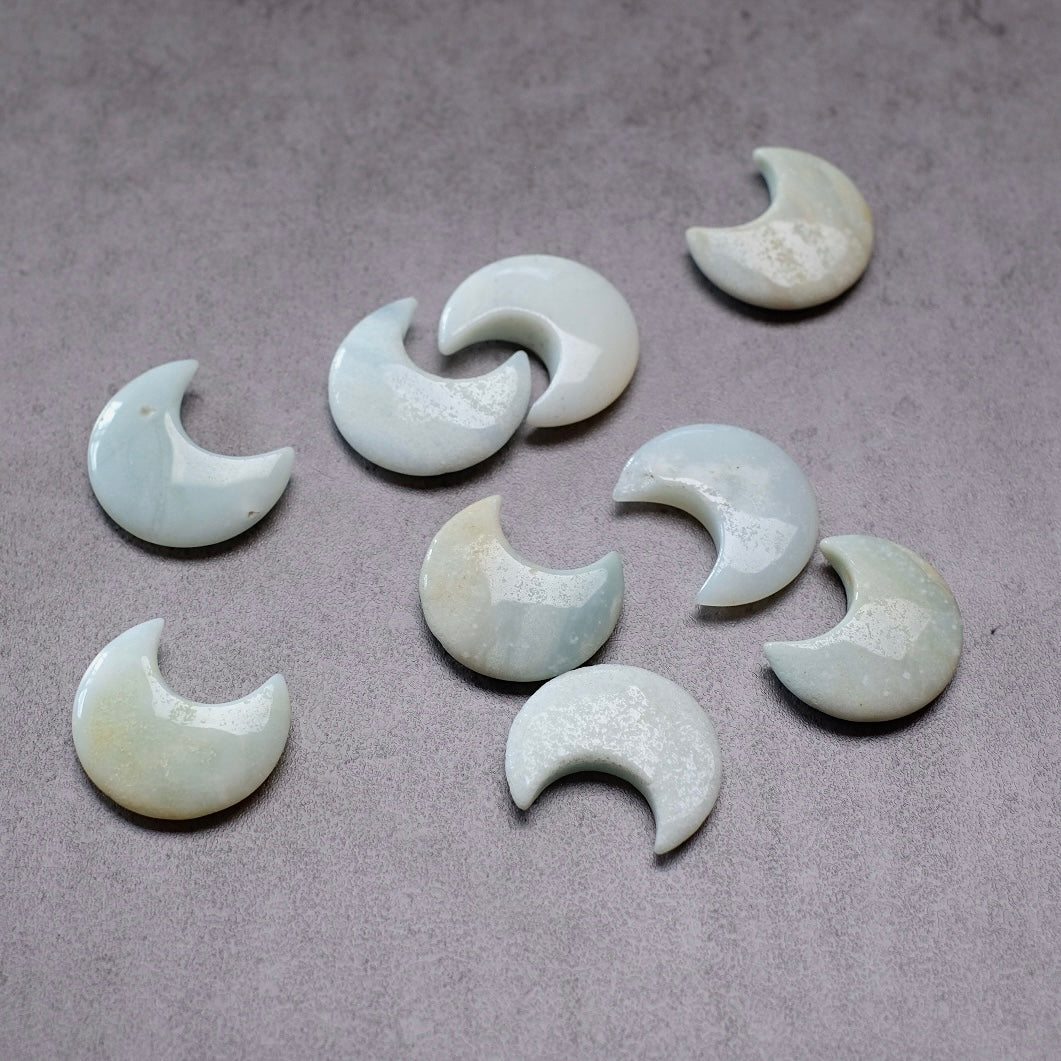 Azumar Moons | Mini Teal Quartz Crystal Moon Carvings
