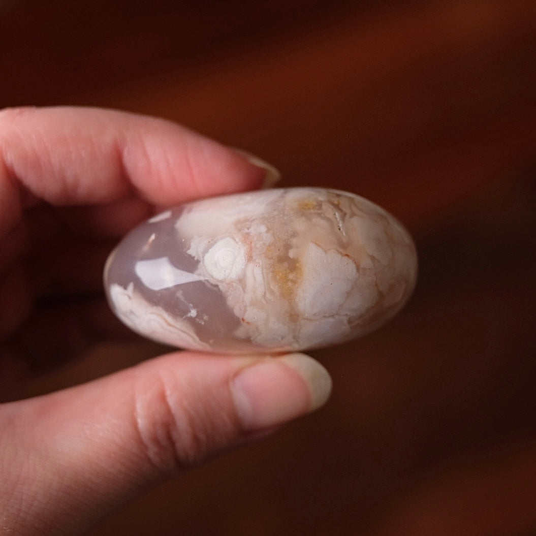 Flower Agate Palm | Cherry Blossom Agate Crystal Palm Stone