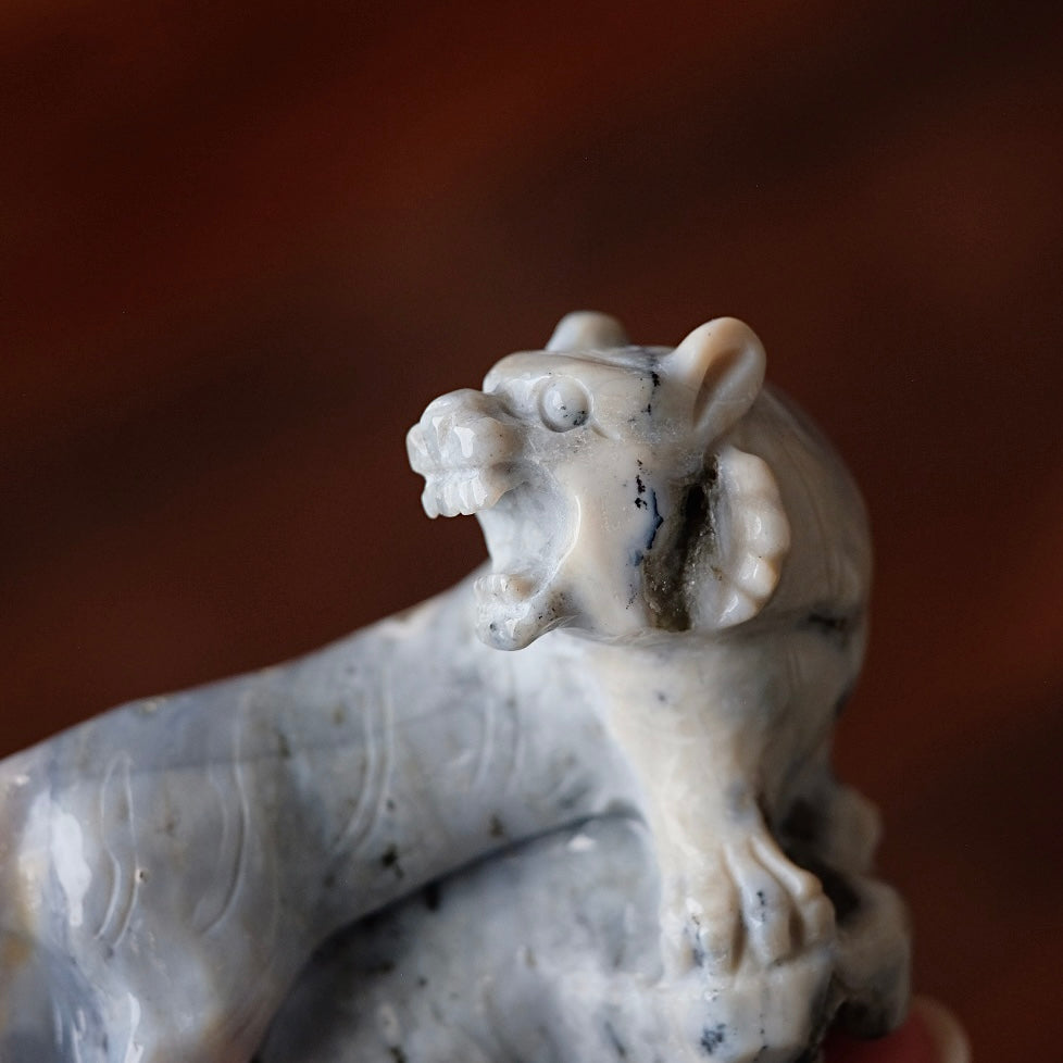 Ocean Jasper Tiger Carving | Tiger Figure Statue