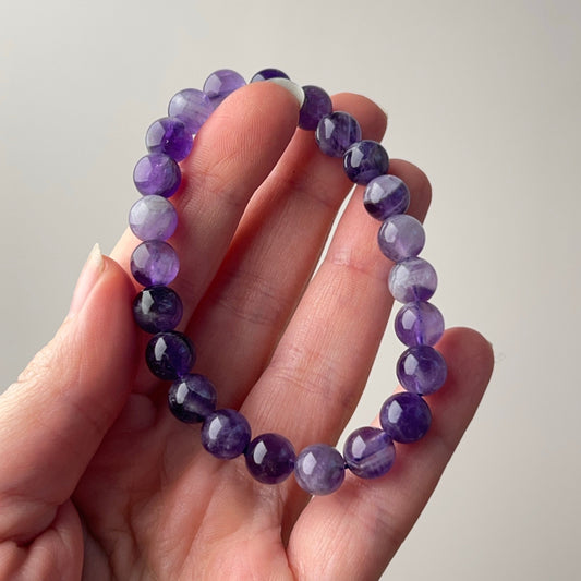 Dream Amethyst Bracelet | Chevron Amethyst Crystal Stretch Bracelet