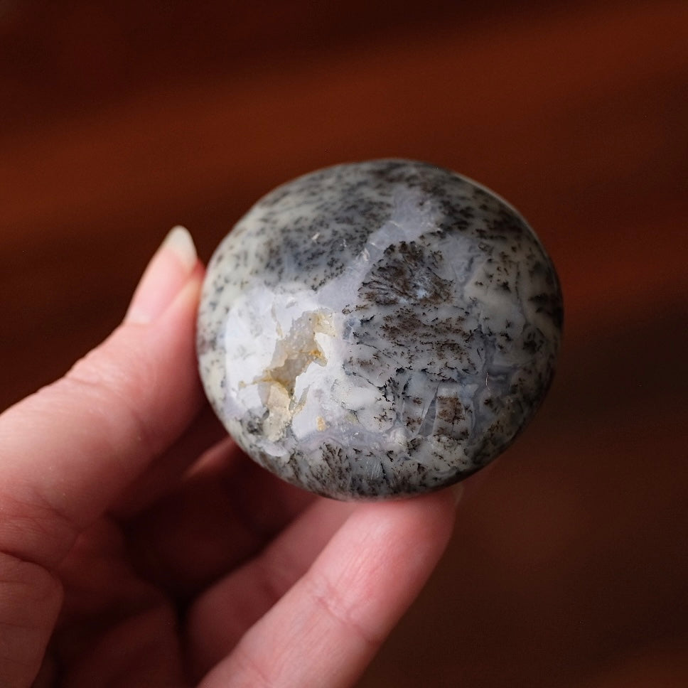 Merlinite Palm Stone | Dendritic Opal Palmstone