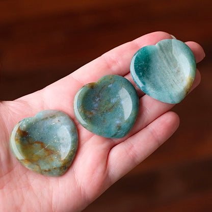 Sea Jasper Worry Stone | Heart Shaped Crystal Thumb Stone