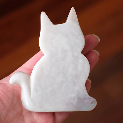Agate Cat Carving | Druzy Agate Crystal Cat Carving