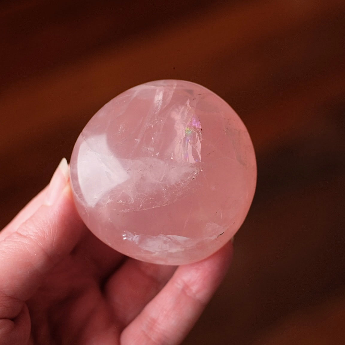 Gemmy Rose Quartz Palm | Rose Quartz Crystal Palmstone