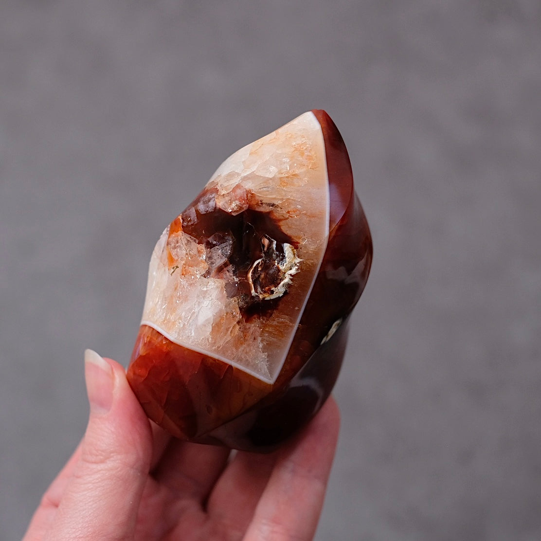 Carnelian + Quartz Flame | Polished Carnelian Freeform