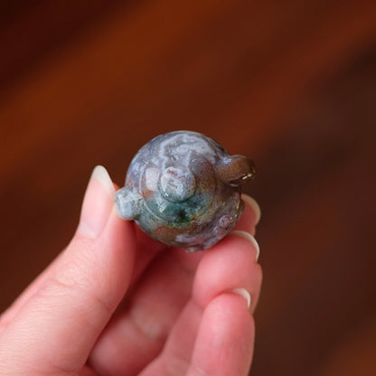 Purple Moss Agate Teapot | Moss Agate Crystal Carving