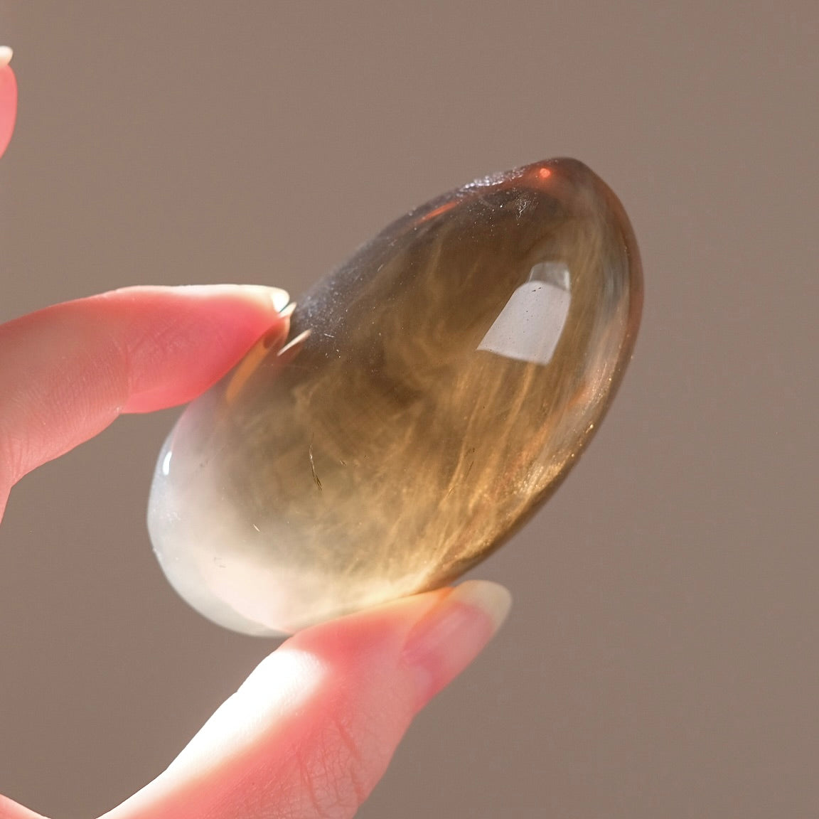 Rare Smokey Citrine Palm with Star Asterism | Crystal Palmstone