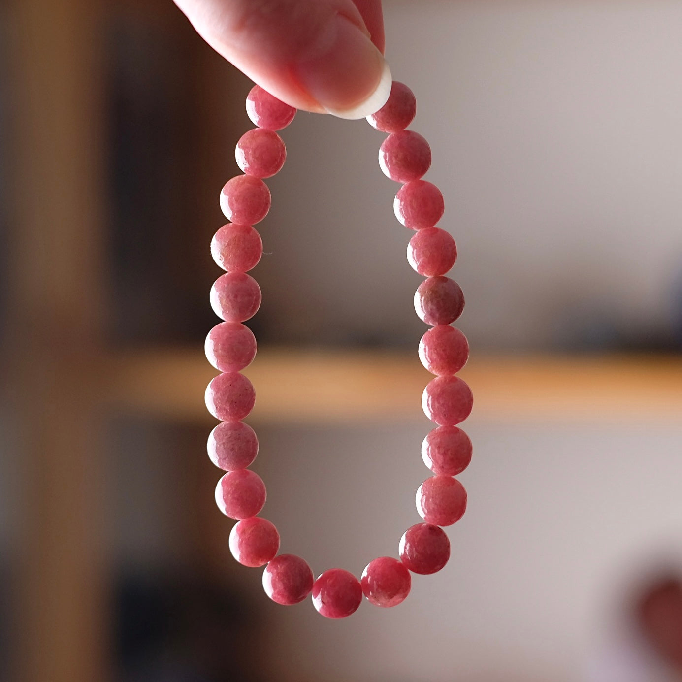 Rhodonite Bracelet | Ombre Rhodonite Crystal Stretch Bracelet
