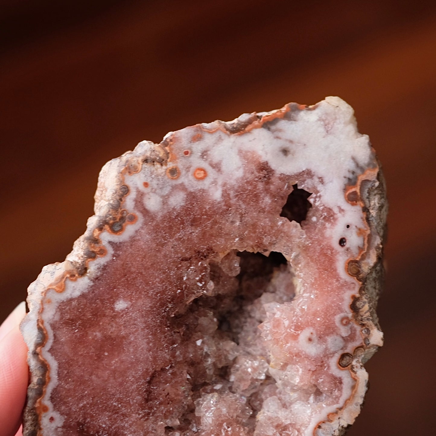 Raspberry Pink Amethyst Geode | Polished Pink Amethyst Crystal Specimen 10