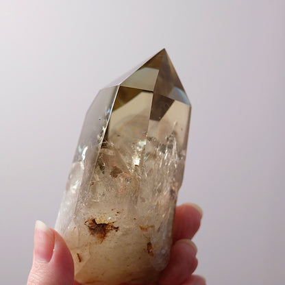 Phantom Smokey Citrine Point + Stand | Rainbow Citrine Crystal Point