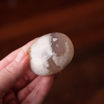 Flower Agate Palm | Cherry Blossom Agate Crystal Palm Stone