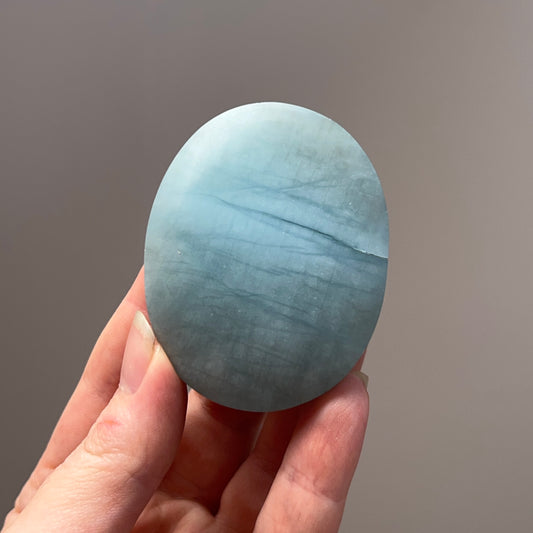Aquamarine Palm | Blue Aquamarine Crystal Palmstone