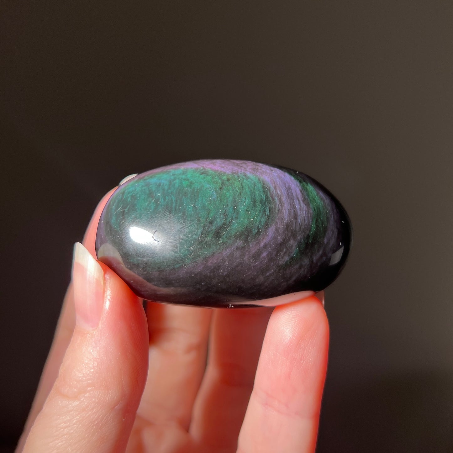Rainbow Obsidian Palm | Velvet Obsidian Crystal Palmstone
