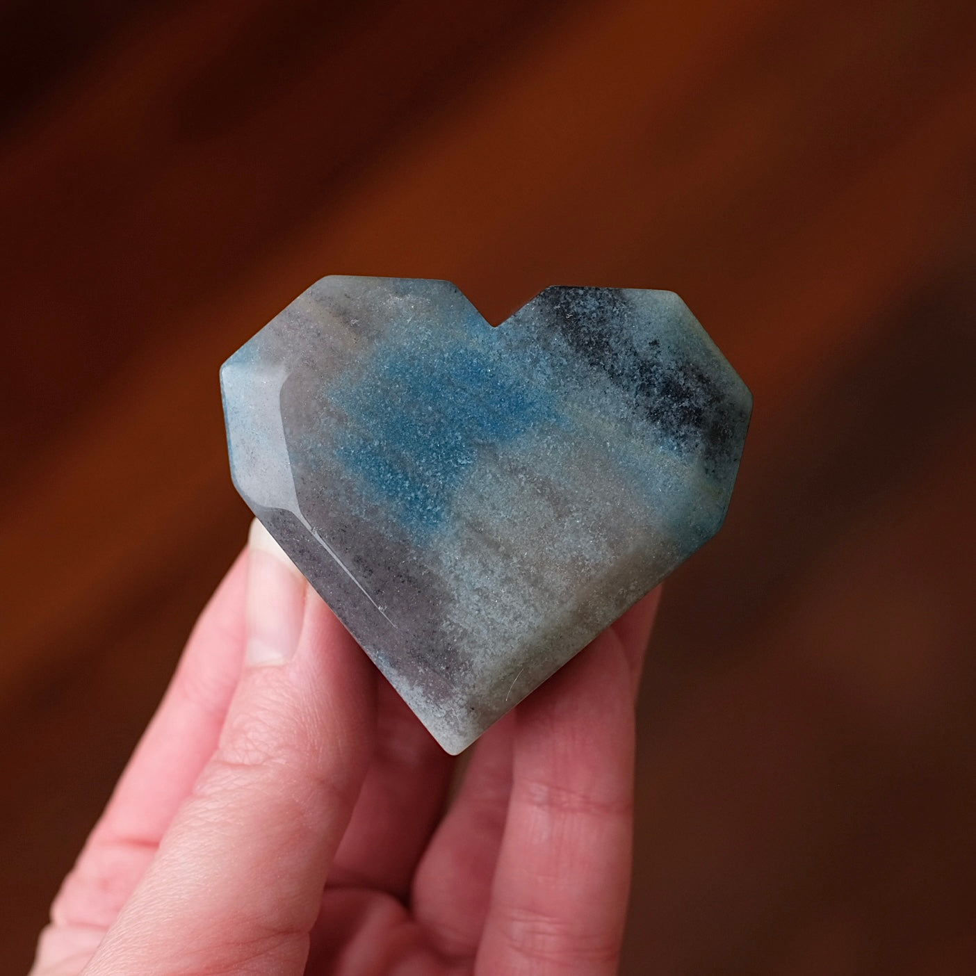 Trolleite Heart | Blue Trolleite Faceted Crystal Heart