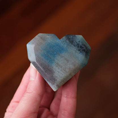 Trolleite Heart | Blue Trolleite Faceted Crystal Heart