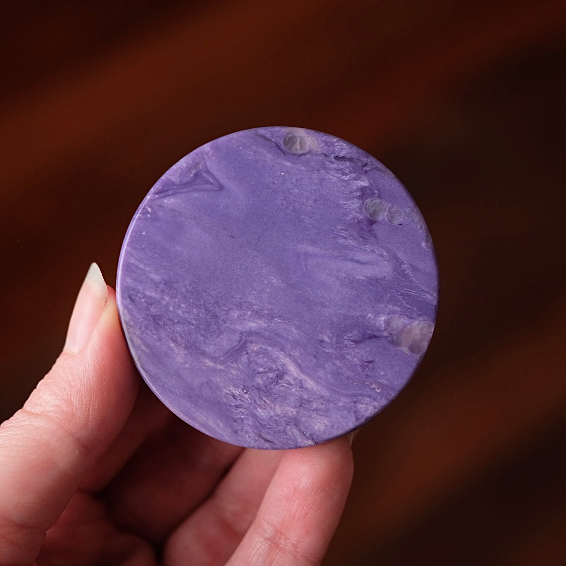 Purple Charoite Disc | Polished Charoite Crystal