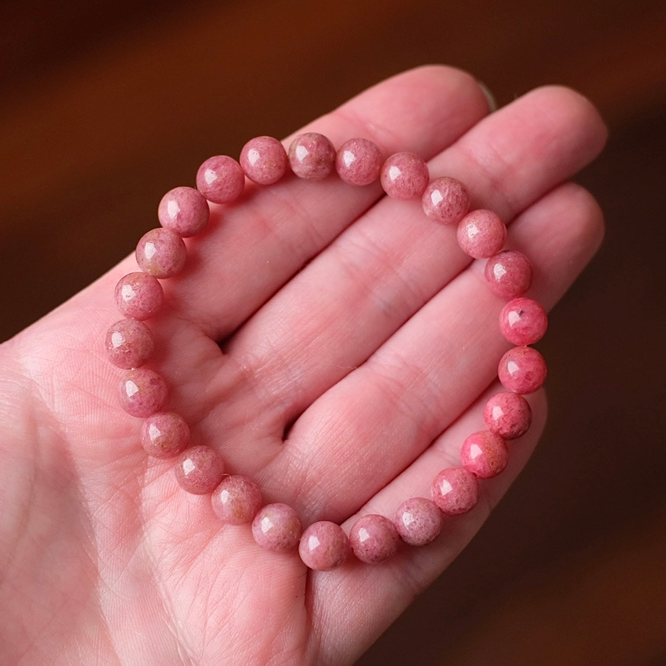 Rhodonite Bracelet | Ombre Rhodonite Crystal Stretch Bracelet