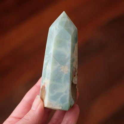Rare Blue Flower Agate Tower | Green Flower Agate Crystal Point