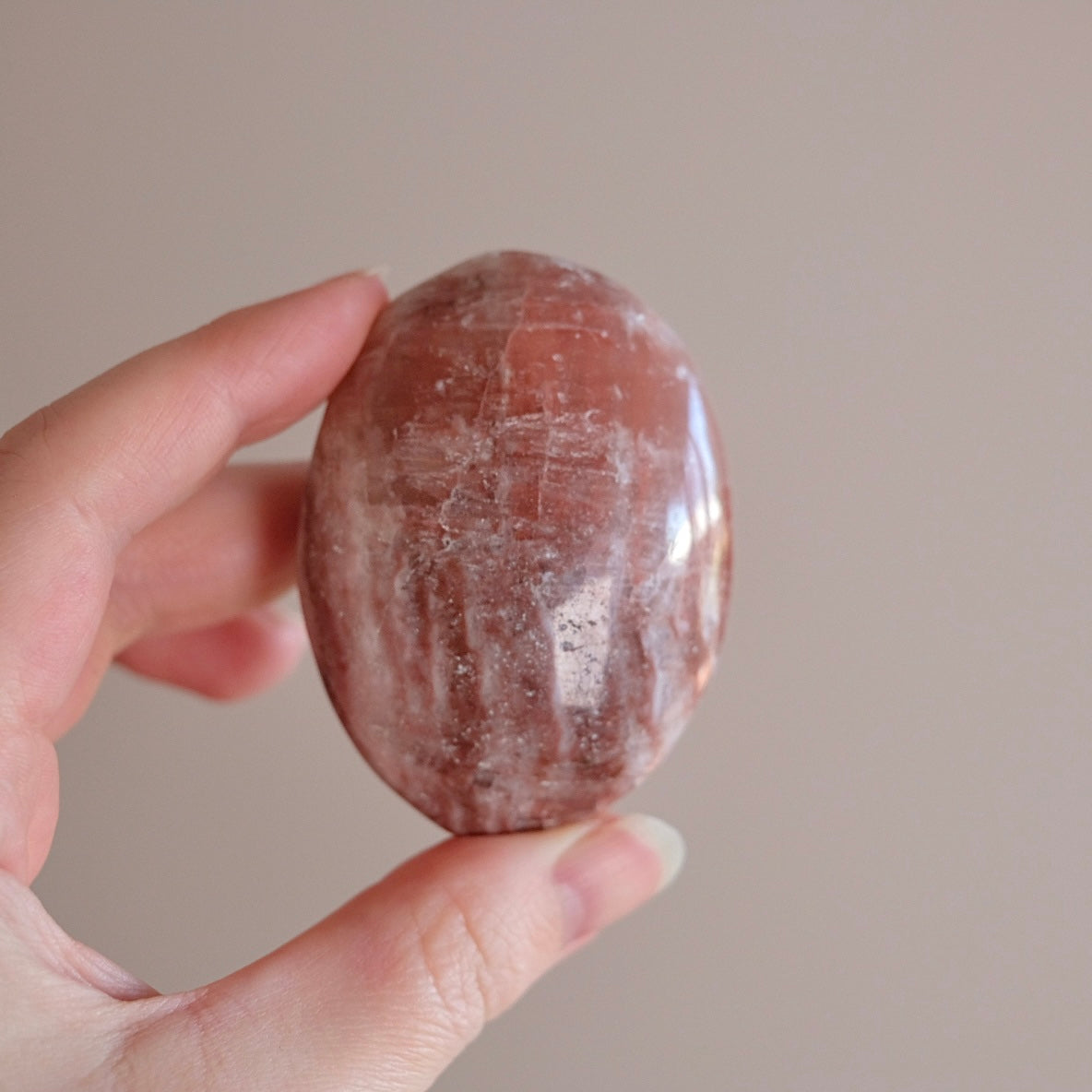 Rose Calcite Palm | Calcite Crystal Palmstone