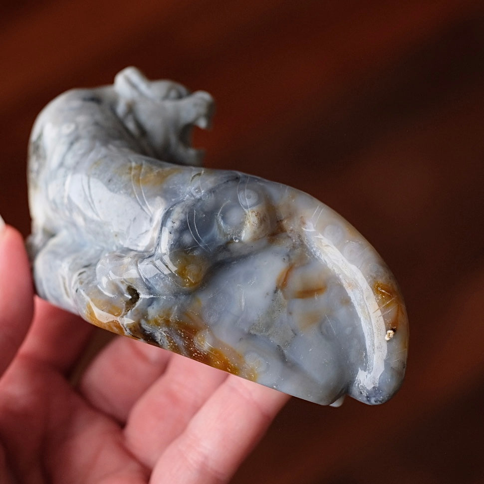 Ocean Jasper Tiger Carving | Tiger Figure Statue