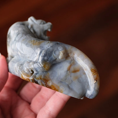 Ocean Jasper Tiger Carving | Tiger Figure Statue
