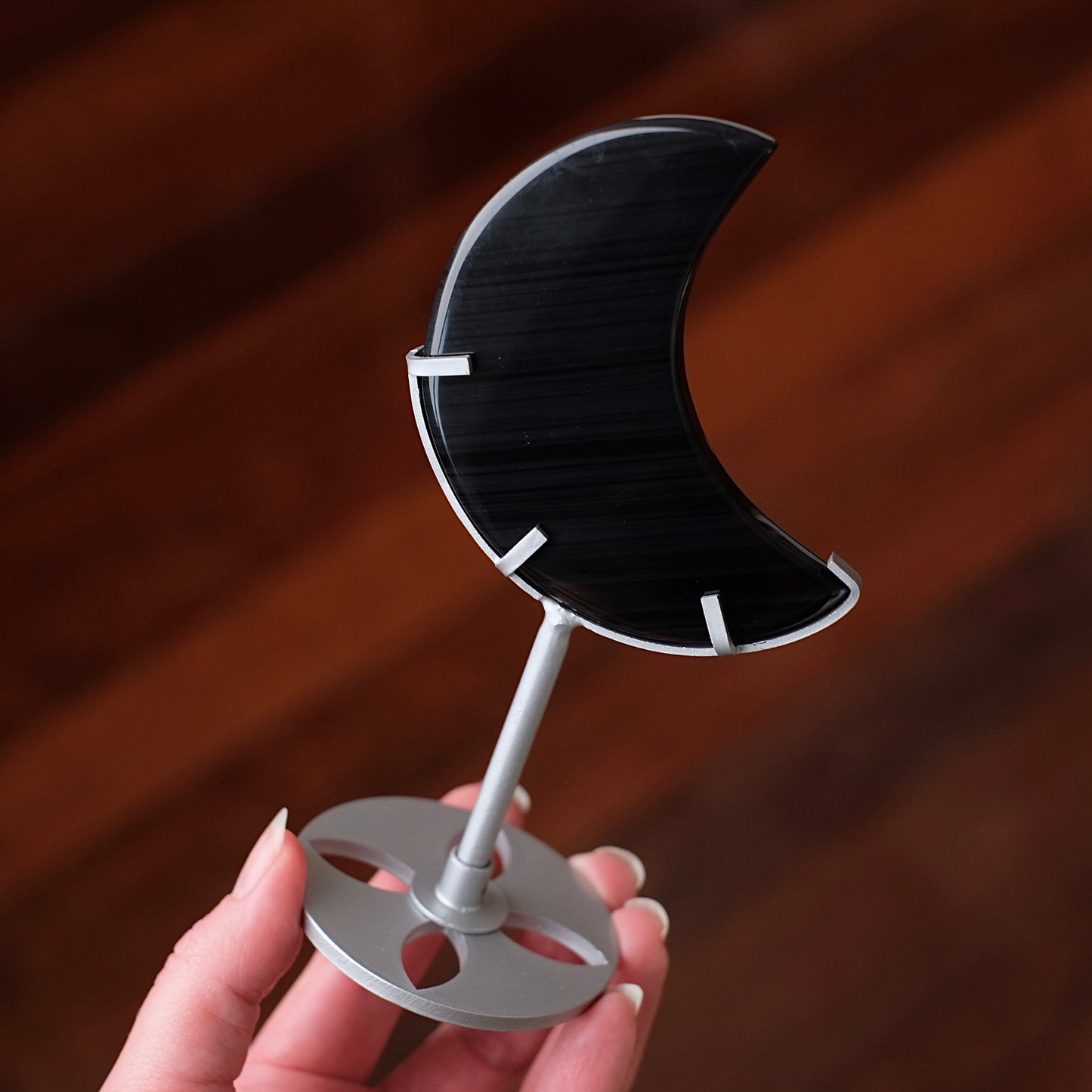 Midnight Lace Obsidian Moon & Stand | Crystal Moon Display Set