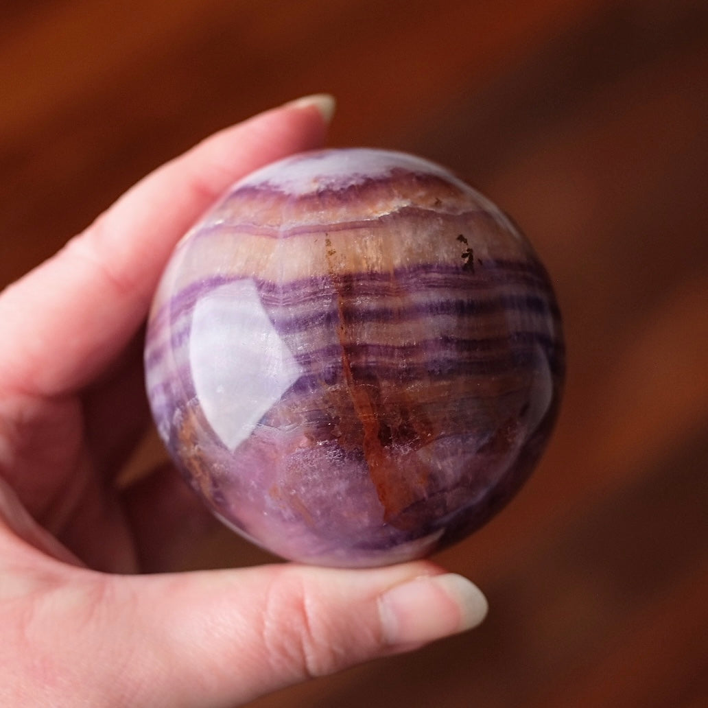 Silky Fluorite Sphere | Banded Fluorite Crystal Sphere