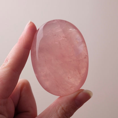 Gemmy Peach Rose Quartz Palm | Rose Quartz Crystal Palmstone