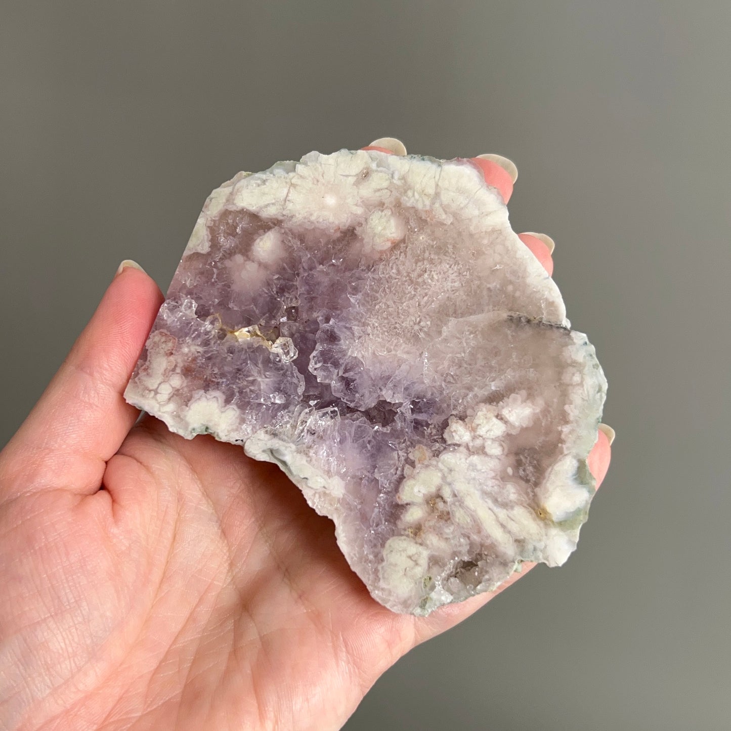 Pink Amethyst Polished Slab | Pink Amethyst + Flower Agate Slice