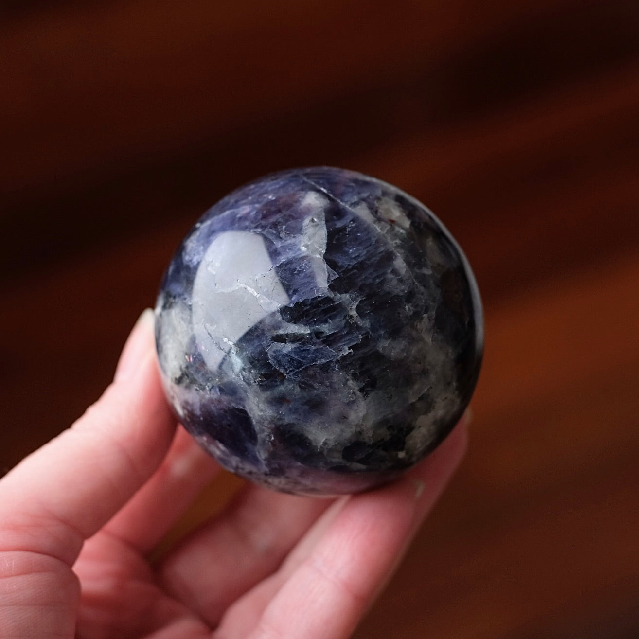 Blood Iolite Sphere | Sunstone Iolite Crystal Sphere
