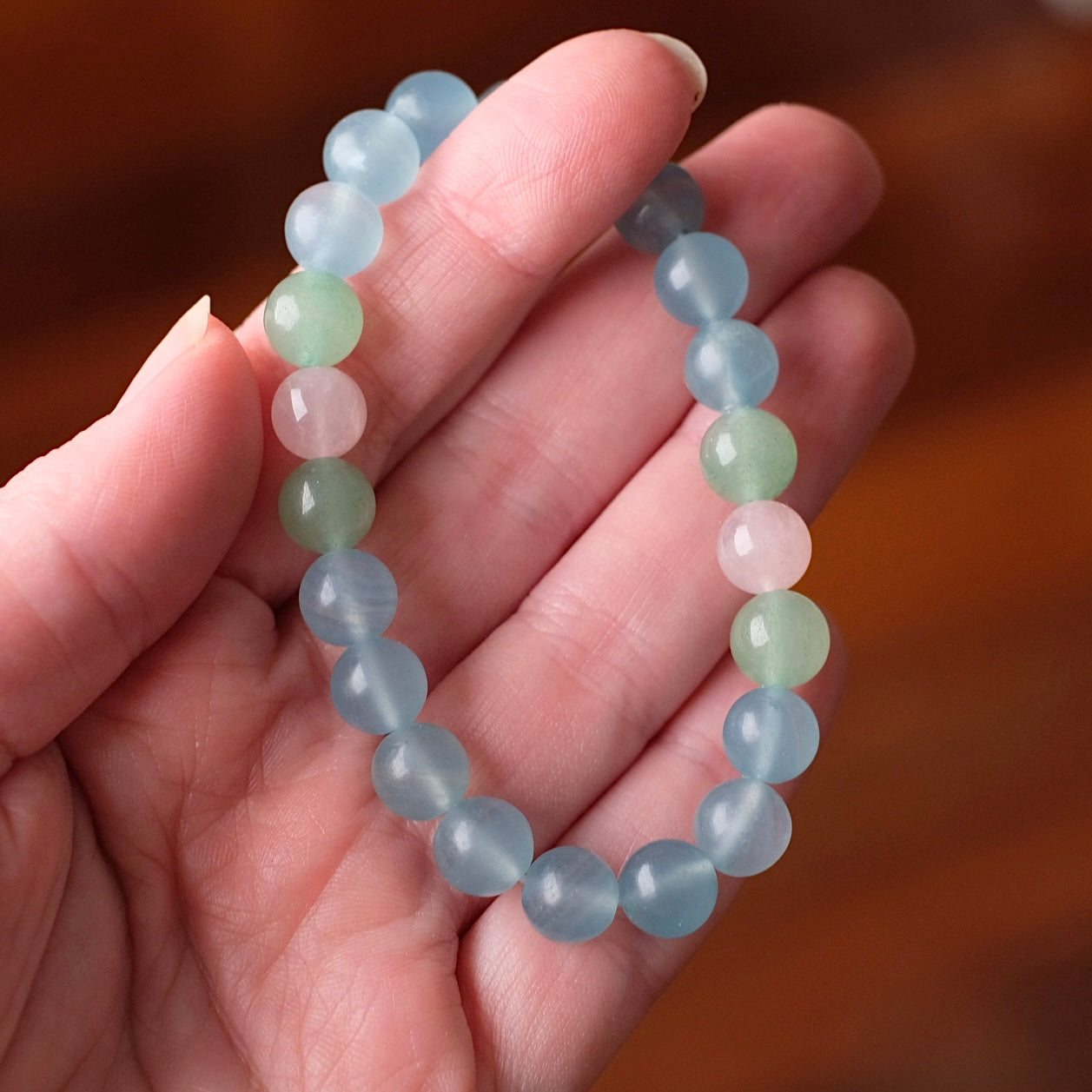 Lemurian Aquatine Calcite Crystal Bracelet | OOAK Crystal Bracelet