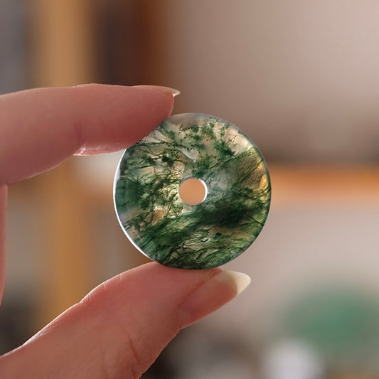 Moss Agate Donut | Crystal Donut Pendant