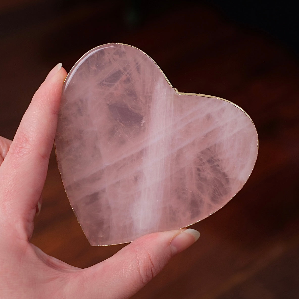 Gilded Rose Quartz Coaster | Heart Crystal Coaster