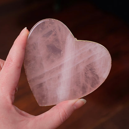 Gilded Rose Quartz Coaster | Heart Crystal Coaster